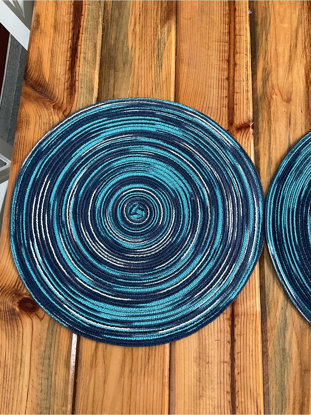 Round Blue Braided Placemat - Home Dining